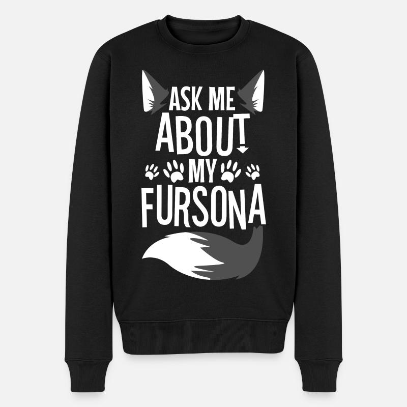 Ask me about my Fursona - Männer Premium Bio Pullover - Schwarz