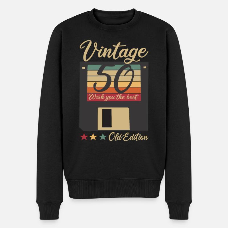 50 Jahre Alte Technik Diskette Vintage Geburtstag - Männer Premium Bio Pullover - Schwarz