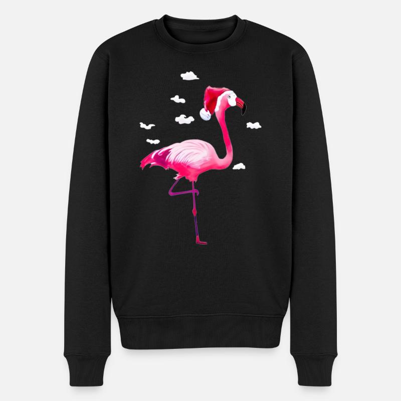 Weihnachtsflamingo - Männer Premium Bio Pullover - Schwarz