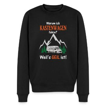 Warum ich Kastenwagen fahre? Weil's GEIL ist! - Männer Premium Bio Pullover - Schwarz - Vorne - Nico (187cm)