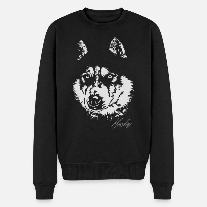 Siberian HUSKY Hund Hunde Portrait Wilsigns - Männer Premium Bio Pullover - Schwarz