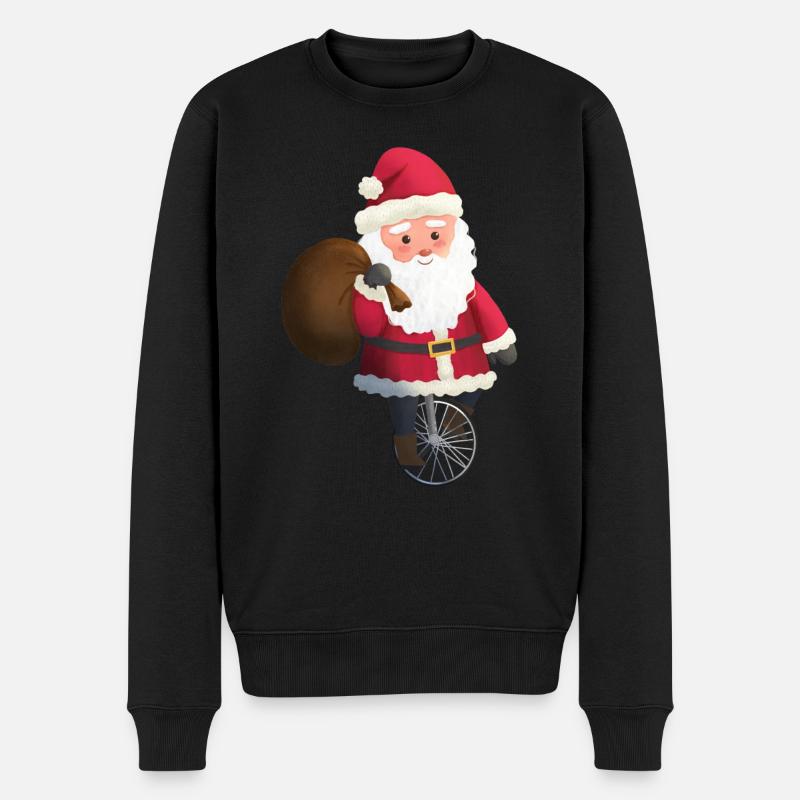 Nikolaus auf einem Einrad - Männer Premium Bio Pullover - Schwarz