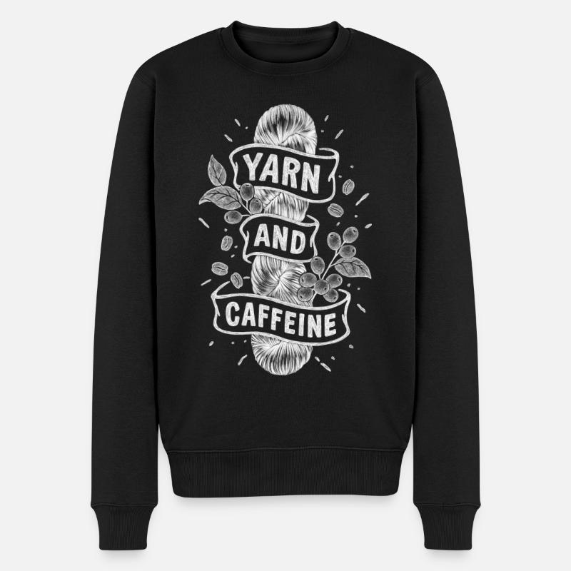 YARN & CAFFEINE - Männer Premium Bio Pullover - Schwarz