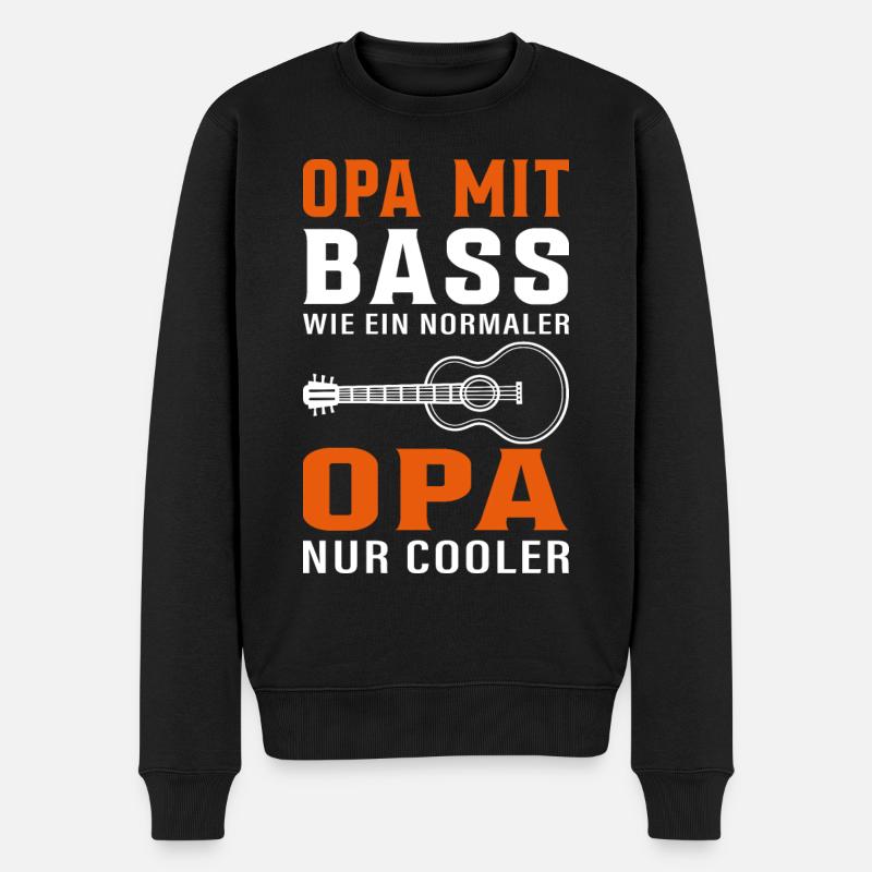 Opa mit Bass, wie ein normaler Opa nur cooler - Männer Premium Bio Pullover - Schwarz