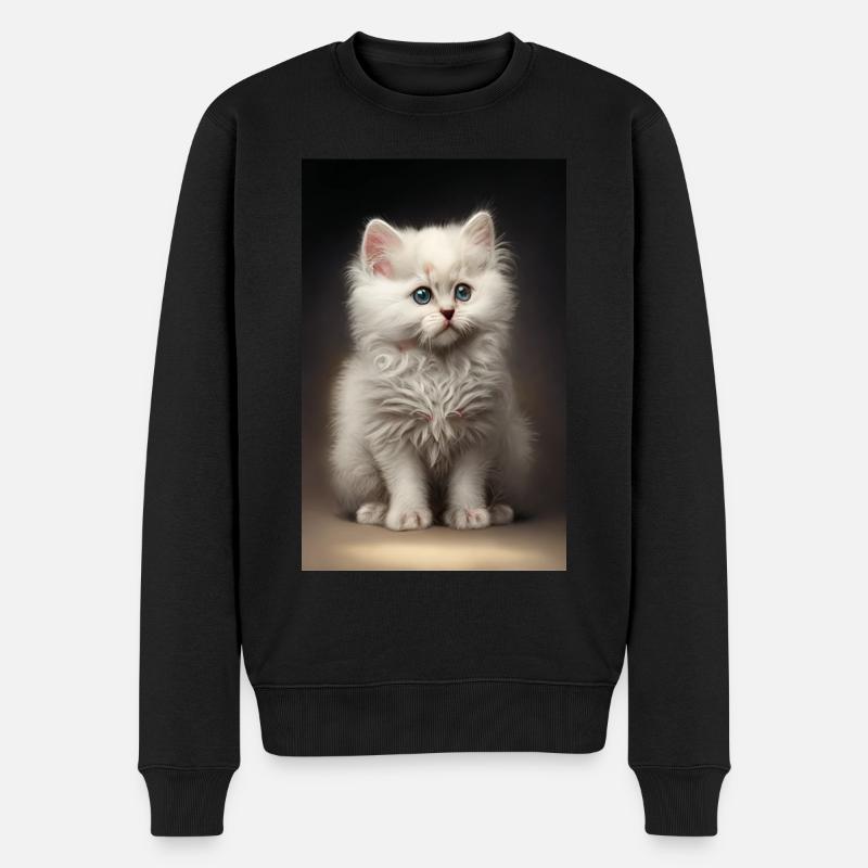 Weißes Kätzchen - Männer Premium Bio Pullover - Schwarz