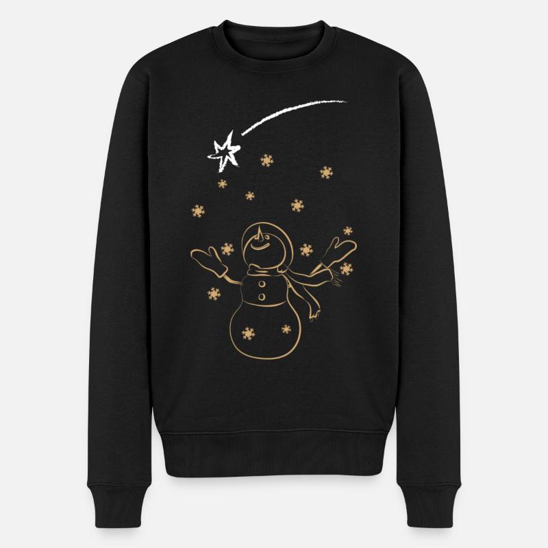 Weihnachts-Schneemann - Männer Premium Bio Pullover - Schwarz