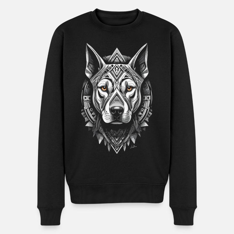Schwarz-weißer Hund - Männer Premium Bio Pullover - Schwarz