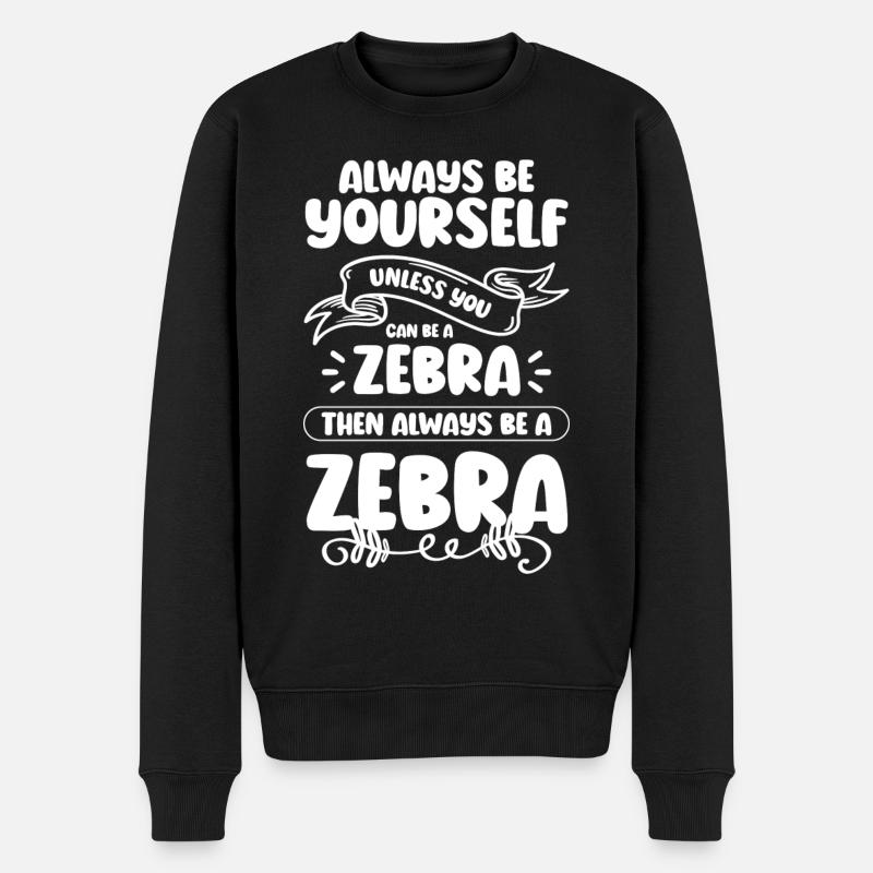 Zebra Afrika Steppenzebra - Männer Premium Bio Pullover - Schwarz