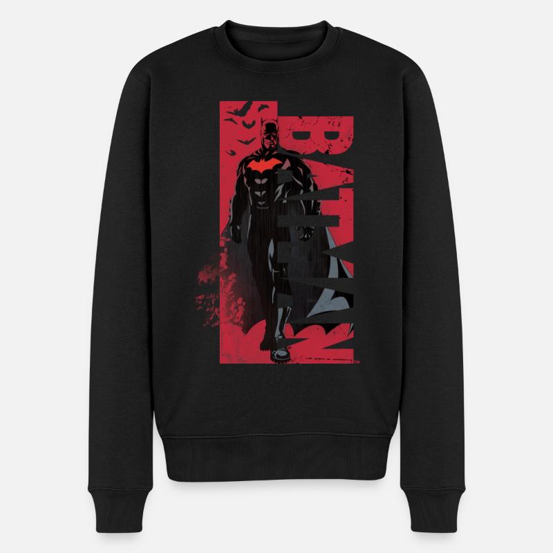 Batman In Coolem Roten Design - Männer Premium Bio Pullover - Schwarz