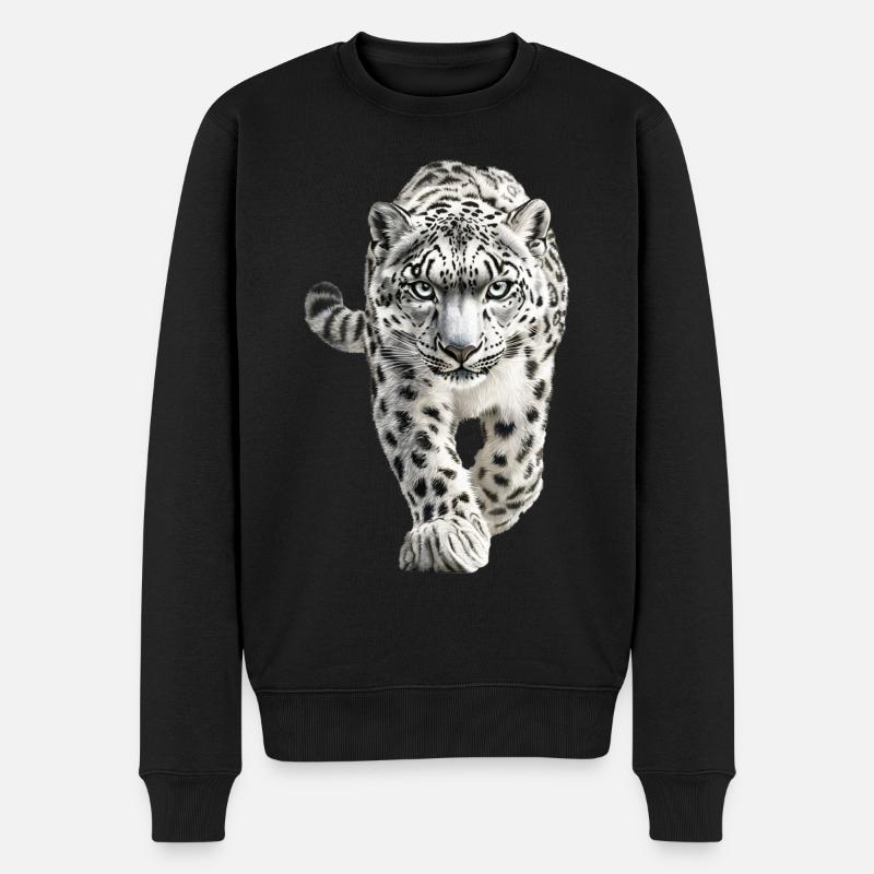 Schneeleopard - Männer Premium Bio Pullover - Schwarz