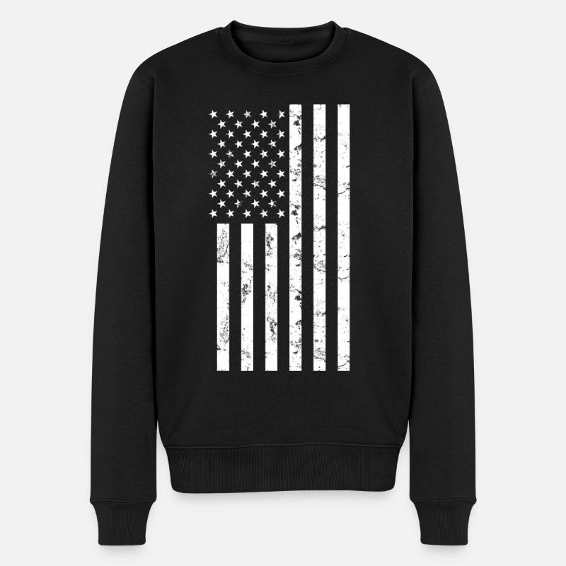 États-Unis Amérique Drapeau - Pull Premium bio Homme - noir
