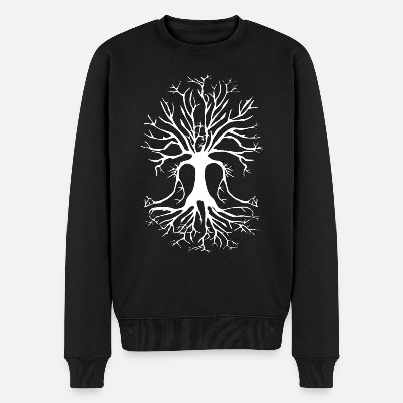 Meditation Yoga Baum - Männer Premium Bio Pullover - Schwarz