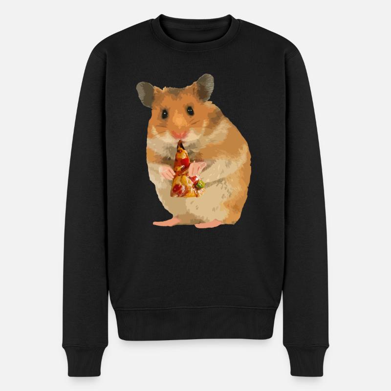 Hamster futtert Pizza - Männer Premium Bio Pullover - Schwarz