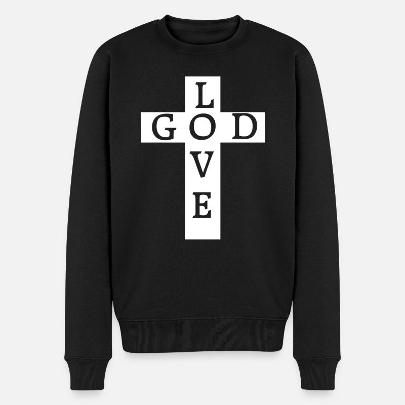 Jesus Christ Gott God - Männer Premium Bio Pullover - Schwarz