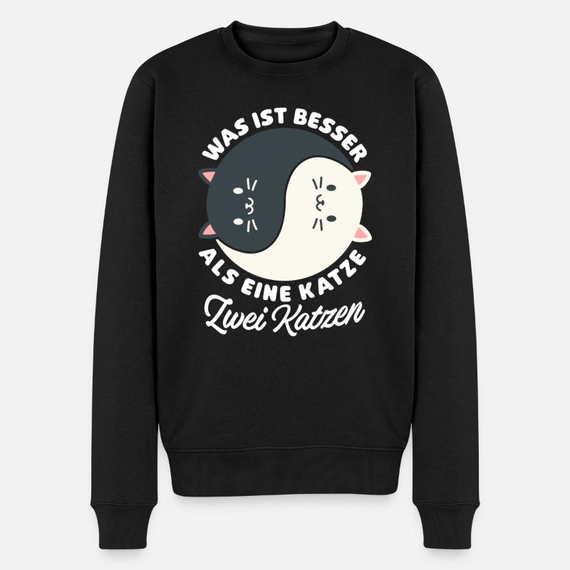 Was ist besser als eine Katze zwei Katzen Kätzchen - Männer Premium Bio Pullover - Schwarz