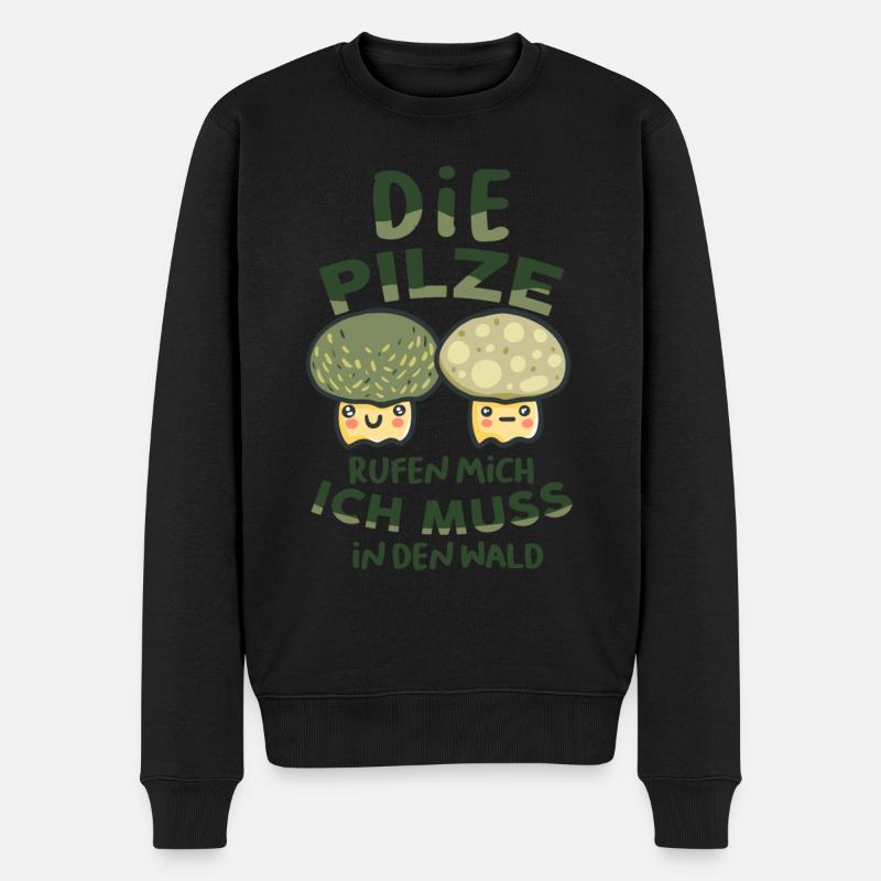 Pilzfresser Morcheljäger Pilzsammler - Männer Premium Bio Pullover - Schwarz