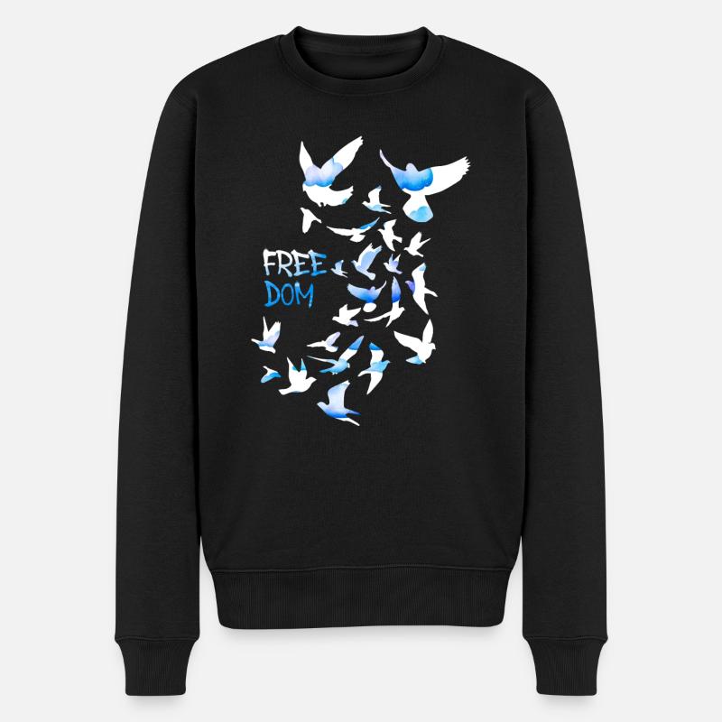 freedom,vogelschwarm,friede,freiheit,tauben,wolken - Männer Premium Bio Pullover - Schwarz