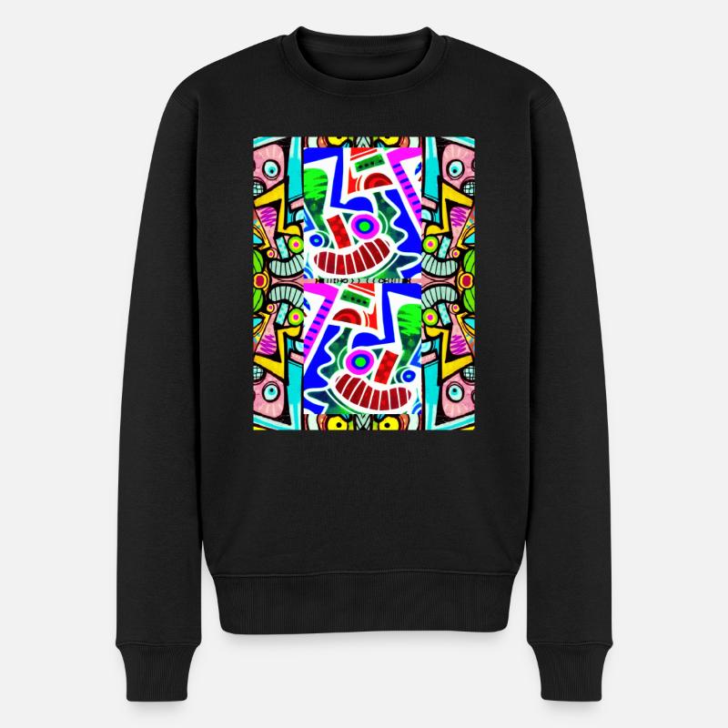 Pop art Motif Visage Graffiti - Pull Premium bio Homme - noir