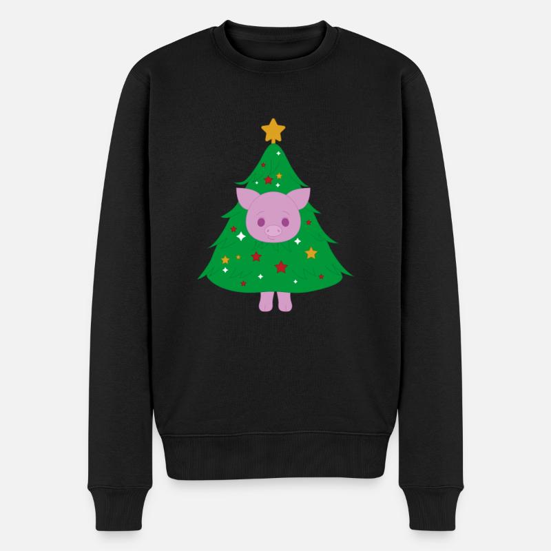 Cochon déguisé en sapin de Noël - Pull Premium bio Homme - noir