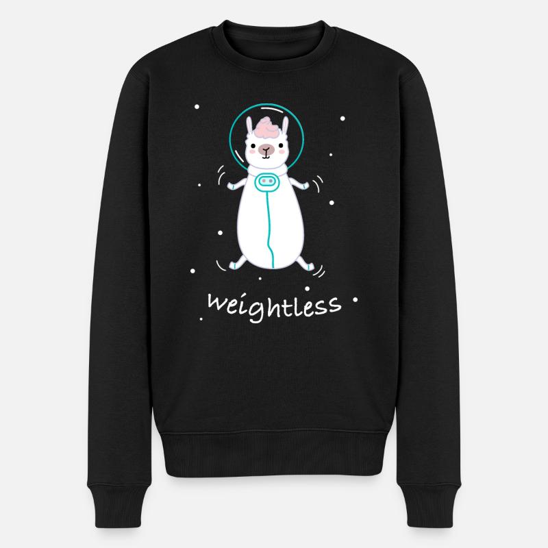 Lama als Astronaut b - Männer Premium Bio Pullover - Schwarz