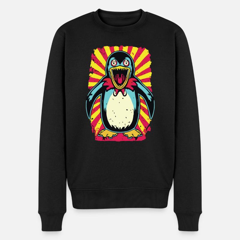 Horror Gruseliger Zombie-Pinguin - Männer Premium Bio Pullover - Schwarz