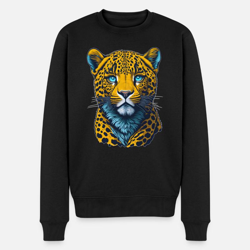 Leopard I Raubkatze der Savanne Afrikas I Geschenk - Männer Premium Bio Pullover - Schwarz