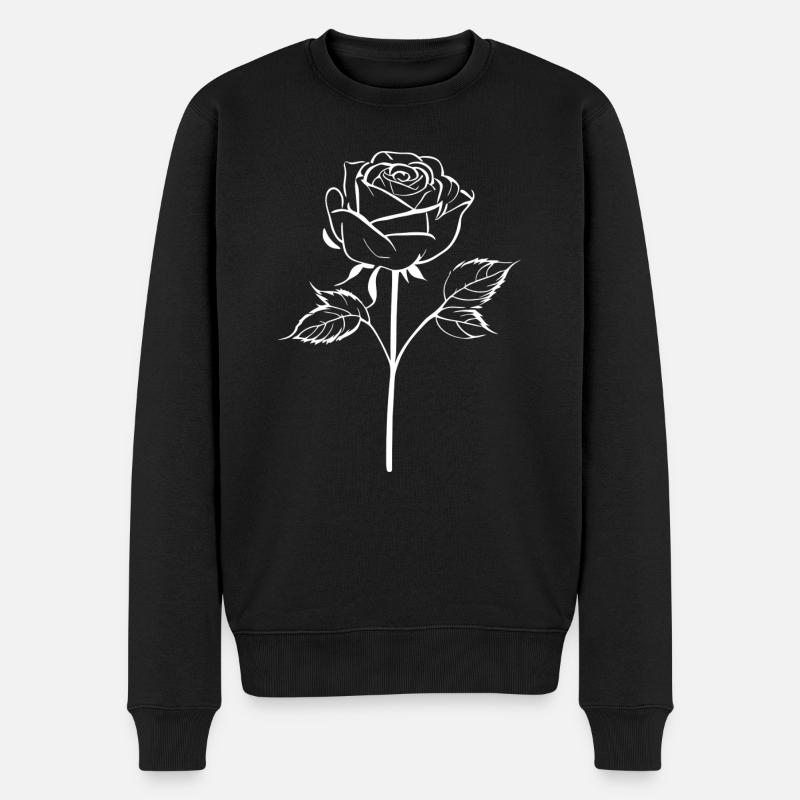 Weiße Rose - Männer Premium Bio Pullover - Schwarz