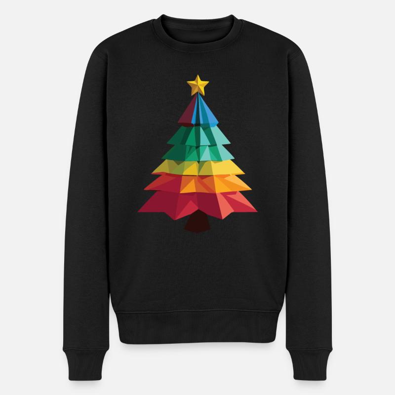 Low-Poly-Weihnachtsbaum - Männer Premium Bio Pullover - Schwarz