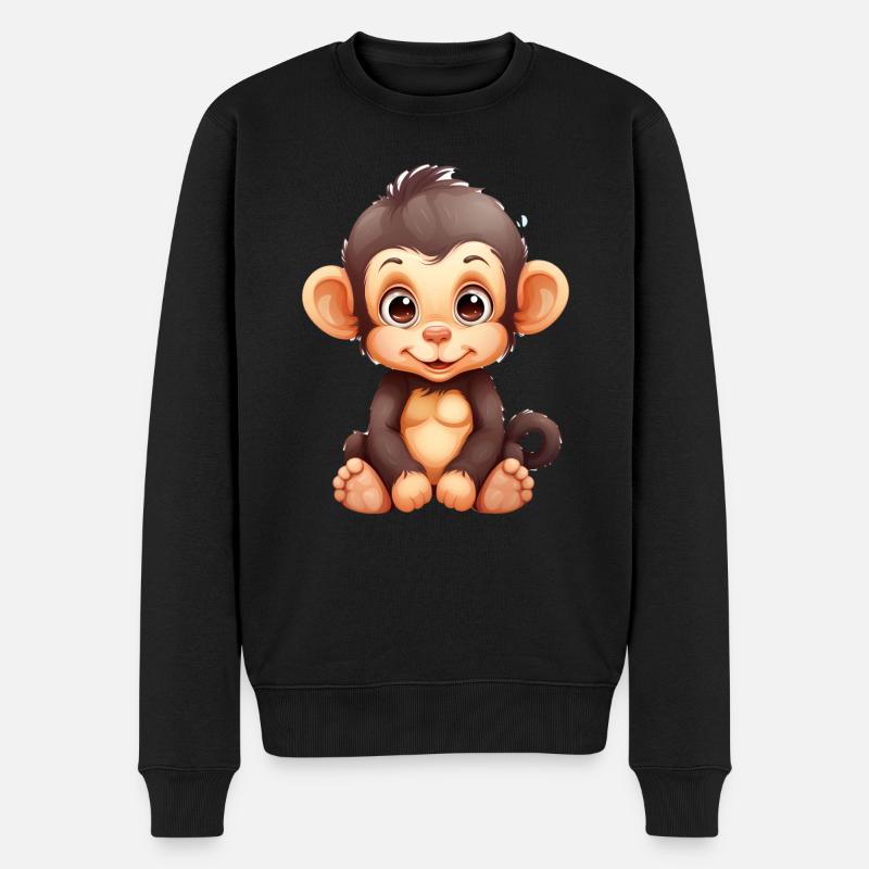 Cute Chimpanzee Baby - Männer Premium Bio Pullover - Schwarz