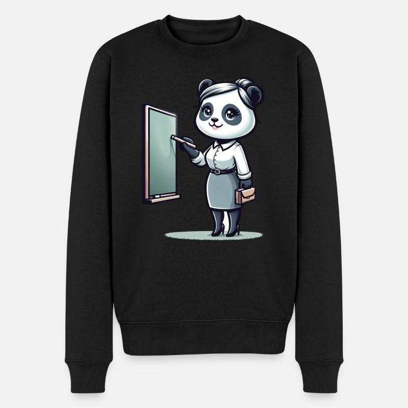Cute Panda Teacher - Männer Premium Bio Pullover - Schwarz