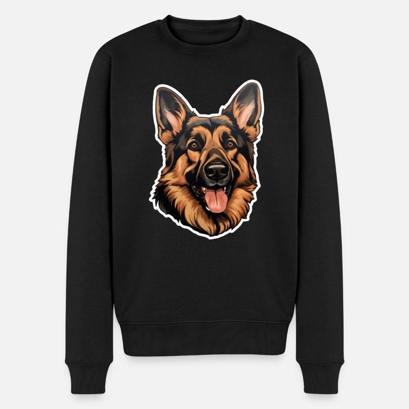 Deutscher Schäferhund Kopf - Männer Premium Bio Pullover - Schwarz