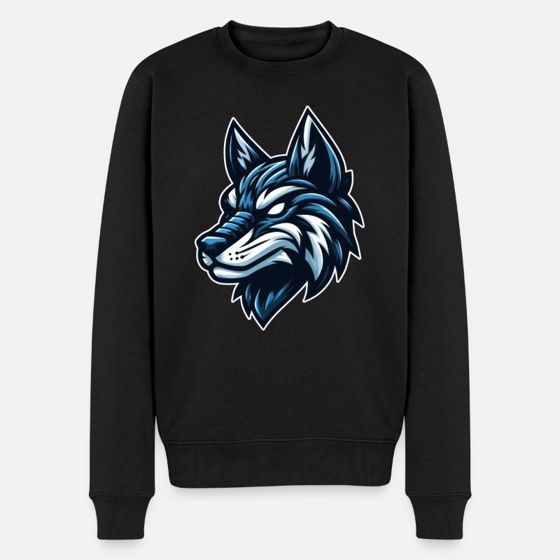 Glatter Wolf - Männer Premium Bio Pullover - Schwarz