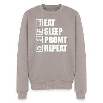 Eat Sleep Prompt Repeat – For AI Developers - Men's Premium Organic Jumper - taupe - Front - Nico (187cm)