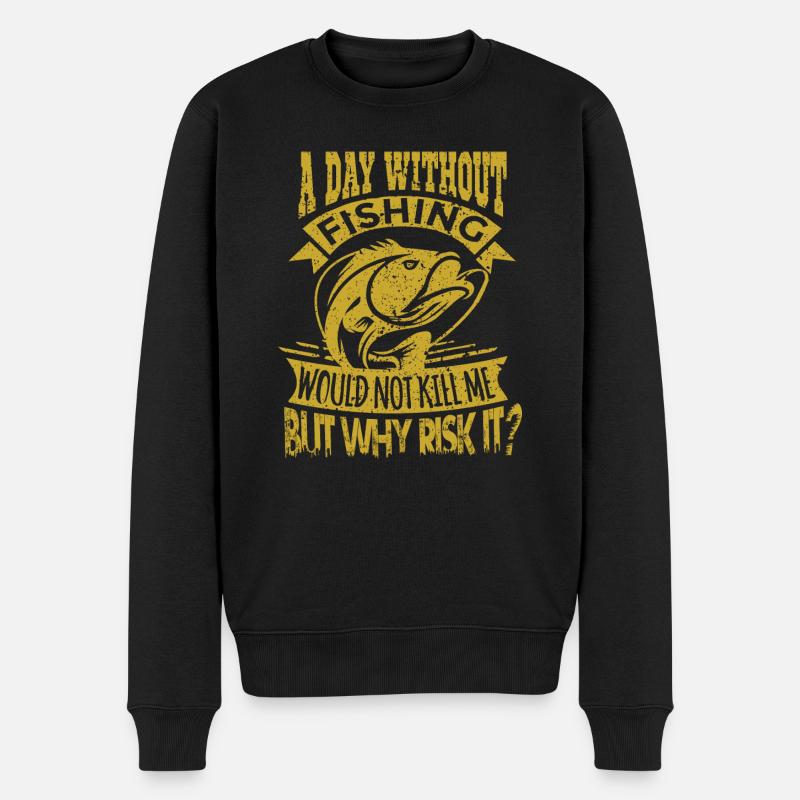 Day without fishing - Männer Premium Bio Pullover - Schwarz