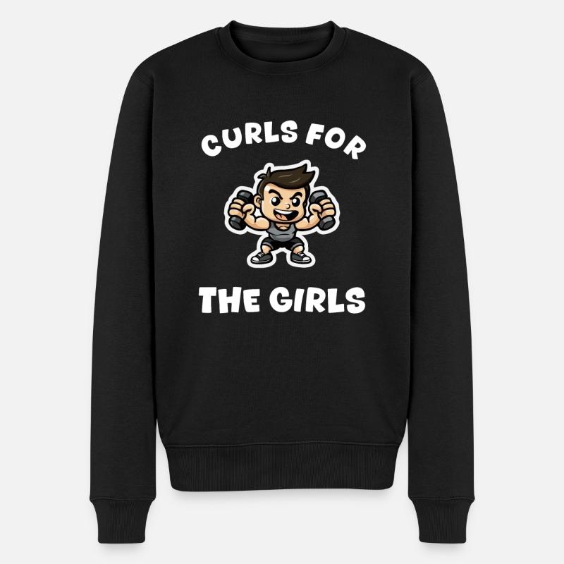 Curls for the Girls - Funny Gym Design - Männer Premium Bio Pullover - Schwarz