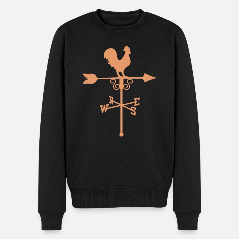 Weathervane mit Hahn an der Spitze - Männer Premium Bio Pullover - Schwarz