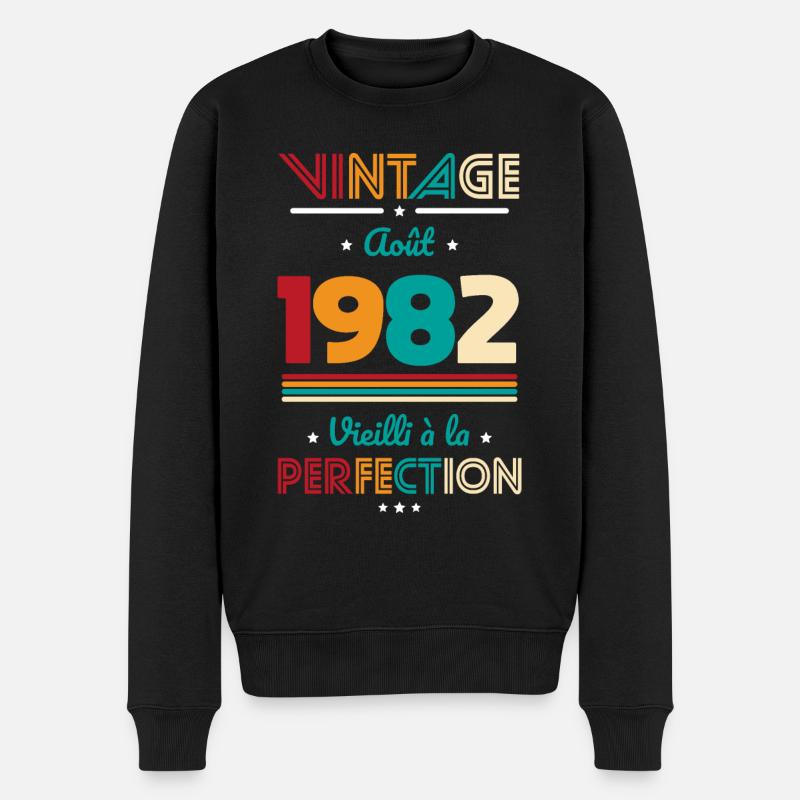 Anniversaire 40 ans - Vintage - Août 1982 - Pull Premium bio Homme - noir