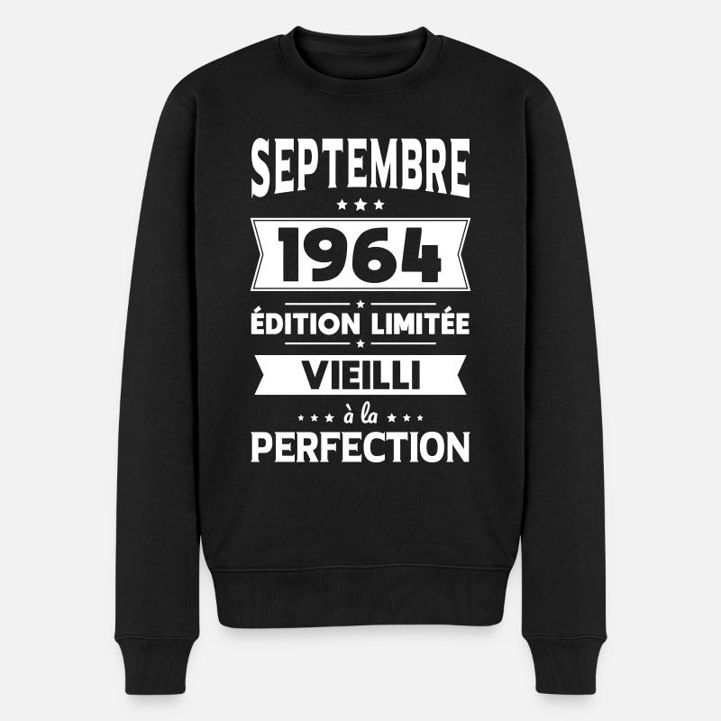 Anniversaire 60 ans - Septembre 1964 Perfection - Pull Premium bio Homme - noir