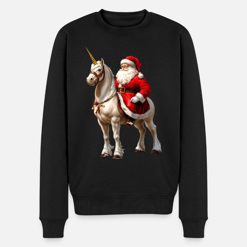 Weihnachtsmann Reiter - Männer Premium Bio Pullover - Schwarz