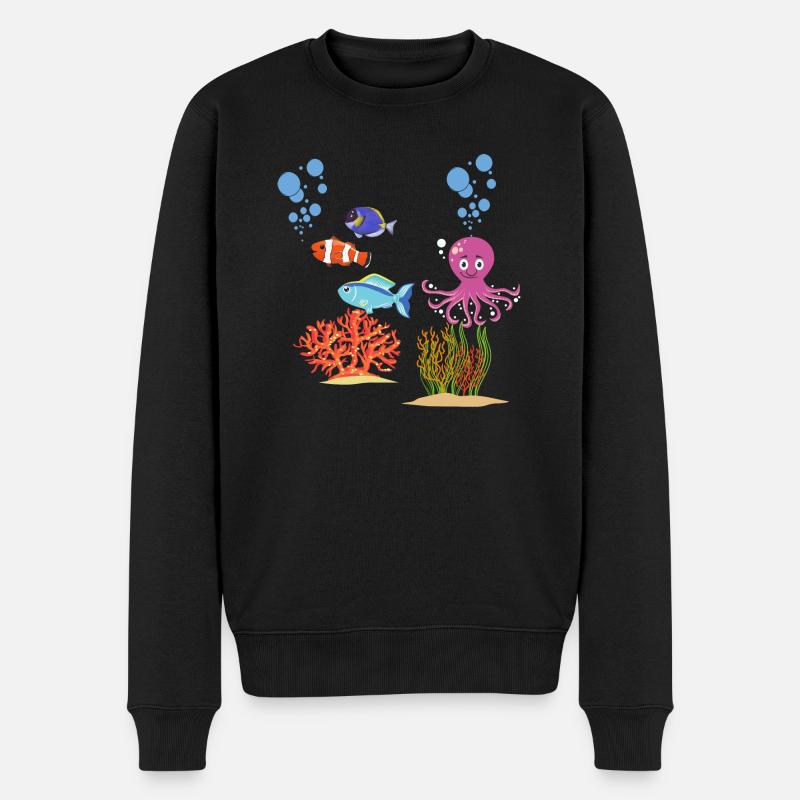 Meeresbewohner Kraken Unterwasserwelt Oktopus - Männer Premium Bio Pullover - Schwarz
