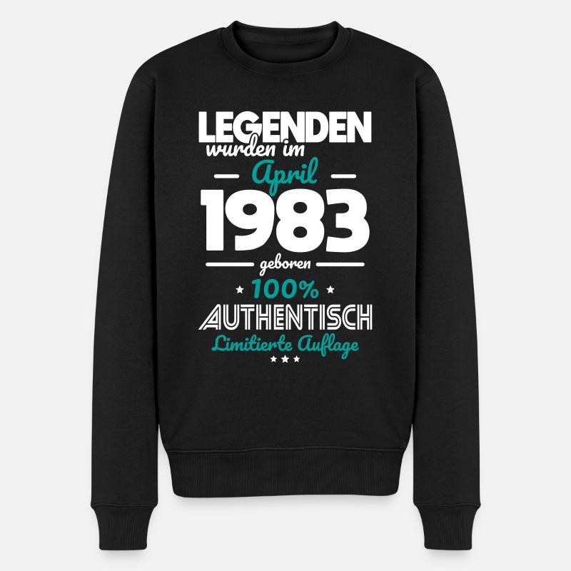 40. Geburtstag - Legenden wurden im April 1983 - Männer Premium Bio Pullover - Schwarz
