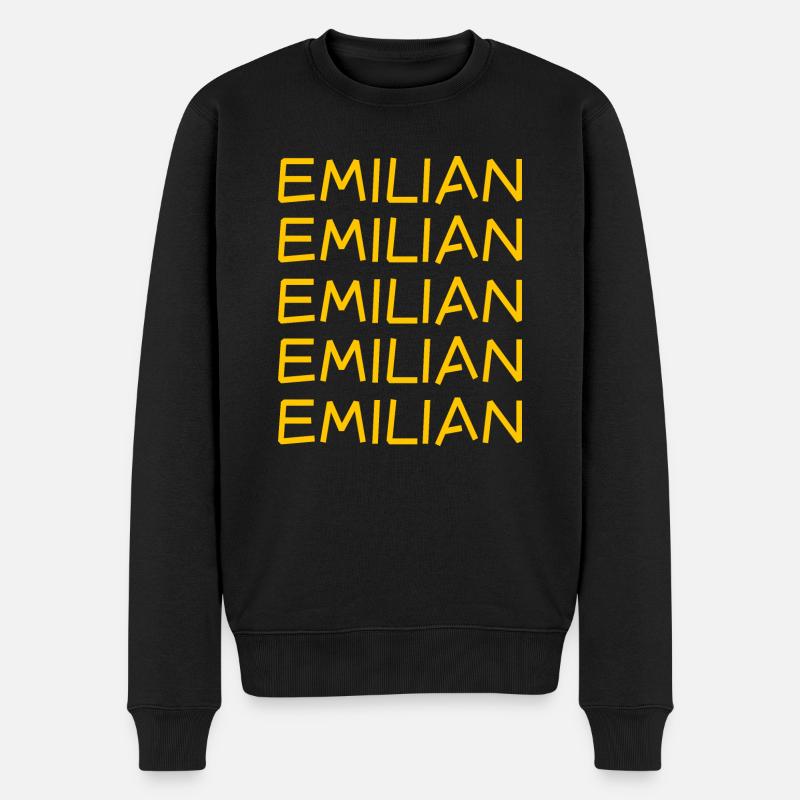Jungenname Emilian - Männer Premium Bio Pullover - Schwarz