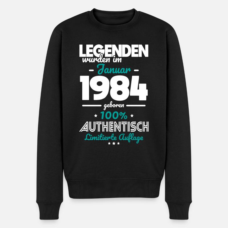 40. Geburtstag - Legenden wurden im Januar 1984 - Männer Premium Bio Pullover - Schwarz