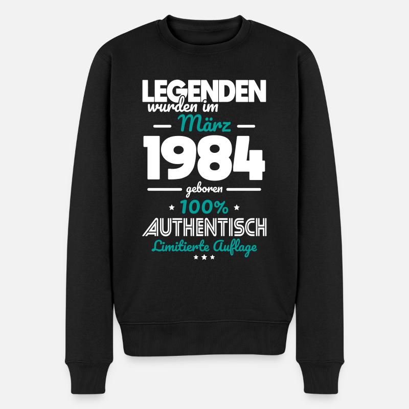 40. Geburtstag - Legenden wurden im März 1984 - Männer Premium Bio Pullover - Schwarz