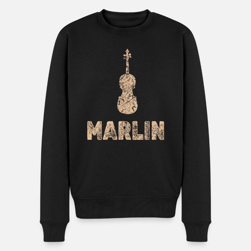Marlin als Bratsche - Männer Premium Bio Pullover - Schwarz