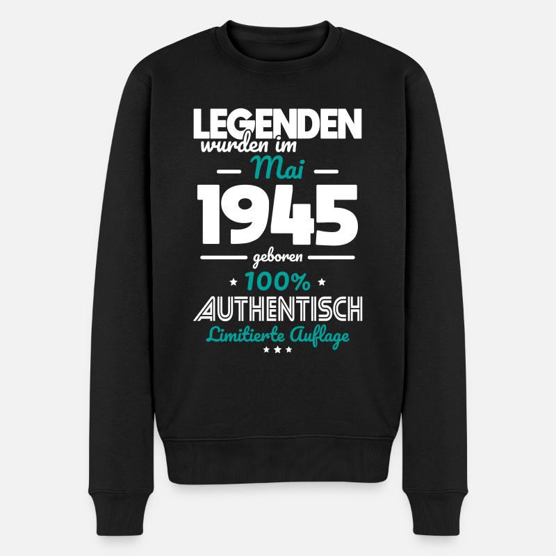 80. Geburtstag - Legenden wurden im Mai 1945 - Männer Premium Bio Pullover - Schwarz