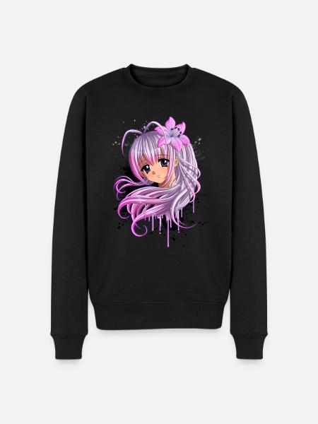 Nettes Anime Girl - Männer Premium Bio Pullover - Schwarz