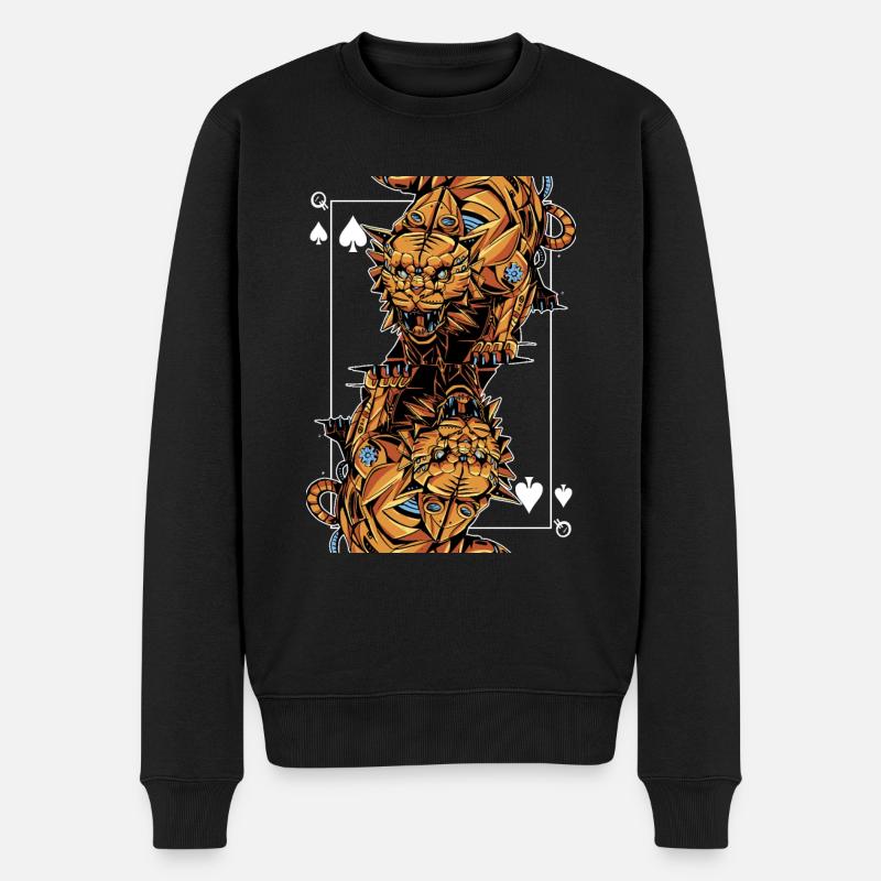 Tiger Steampunk Kartenspiel Pik Queen Poker - Männer Premium Bio Pullover - Schwarz