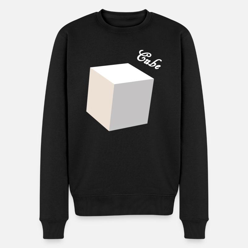 Cube 3D weiß - Männer Premium Bio Pullover - Schwarz