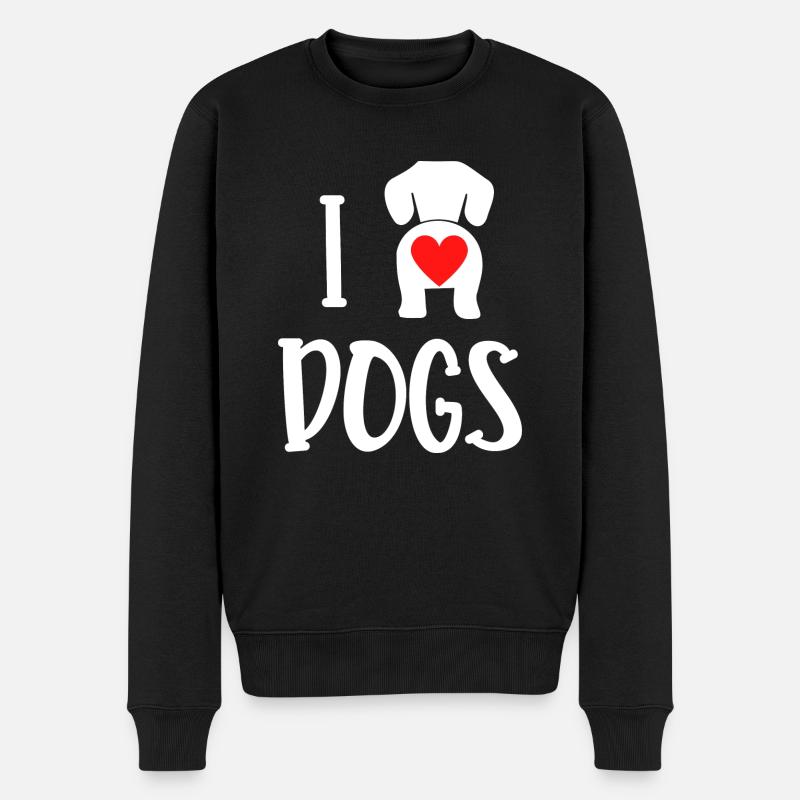 Ich liebe Hunde - Männer Premium Bio Pullover - Schwarz